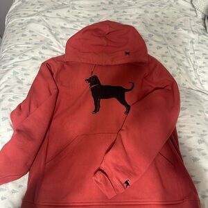 The Black Dog Red Hoodie with Black Dog Logo